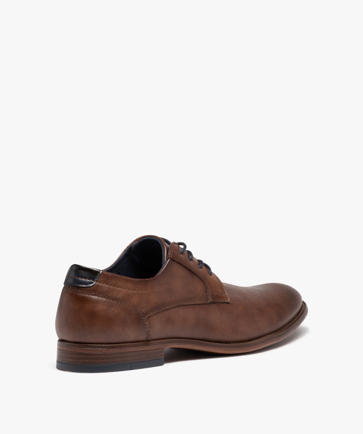 Derbies homme dessus grainé uni à lacets colorés marron | GEMO