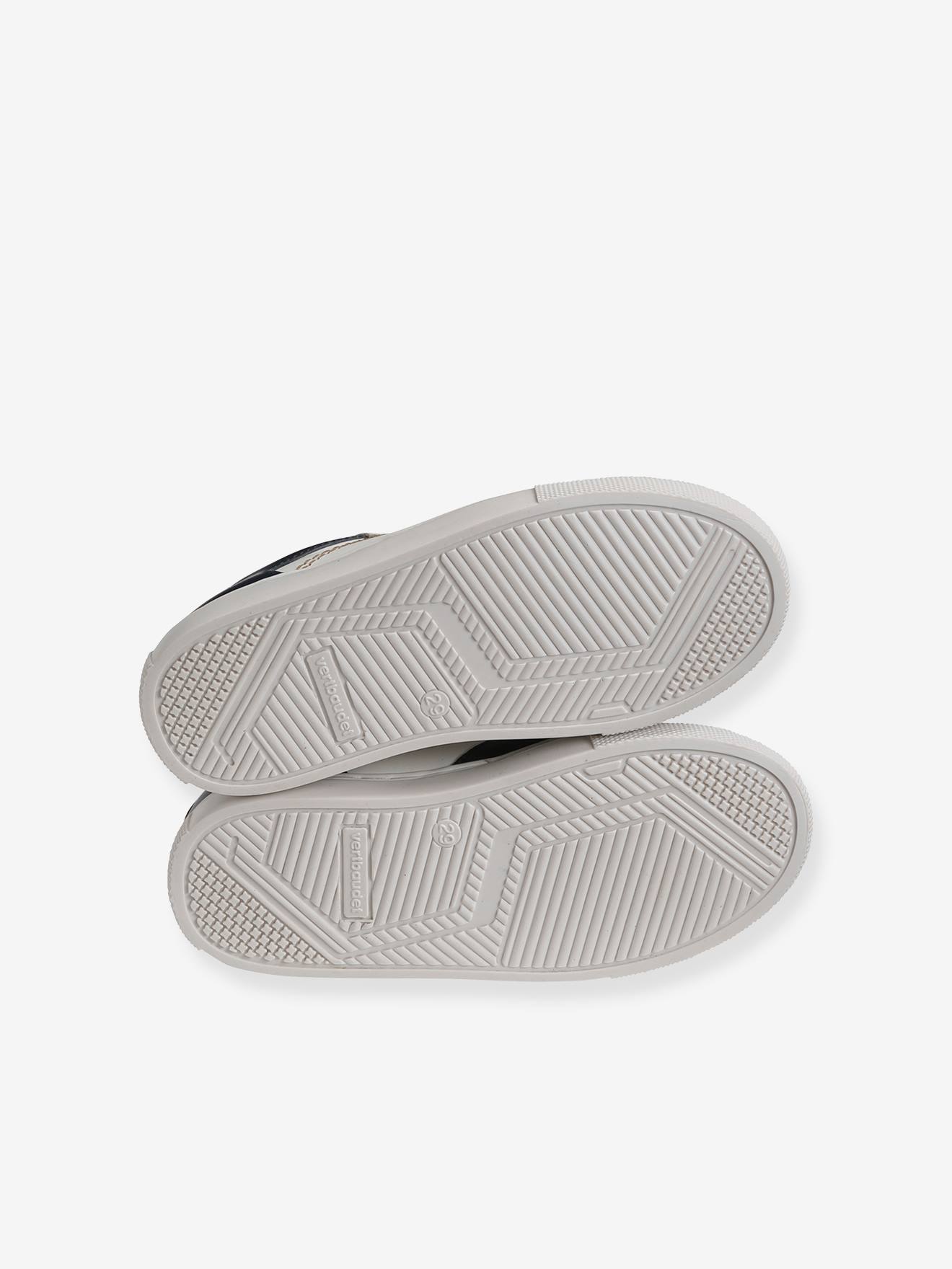 Baskets cuir garçon lacées et zippées bleu marine