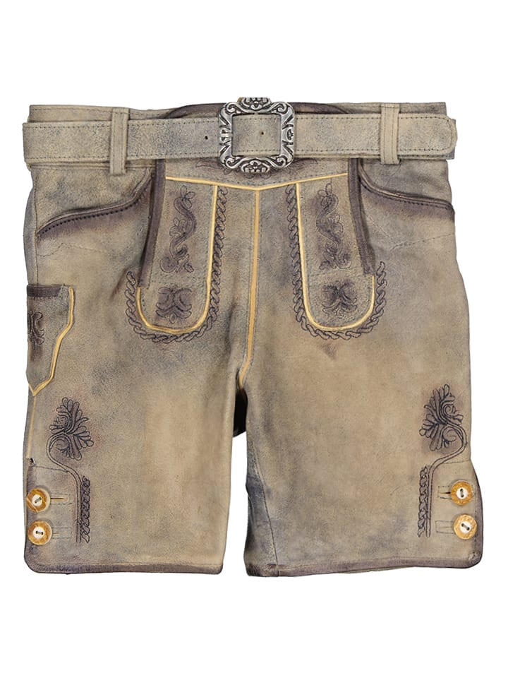 Turi Landhaus Lederhose in Dunkelbraun/ Oliv günstig kaufen