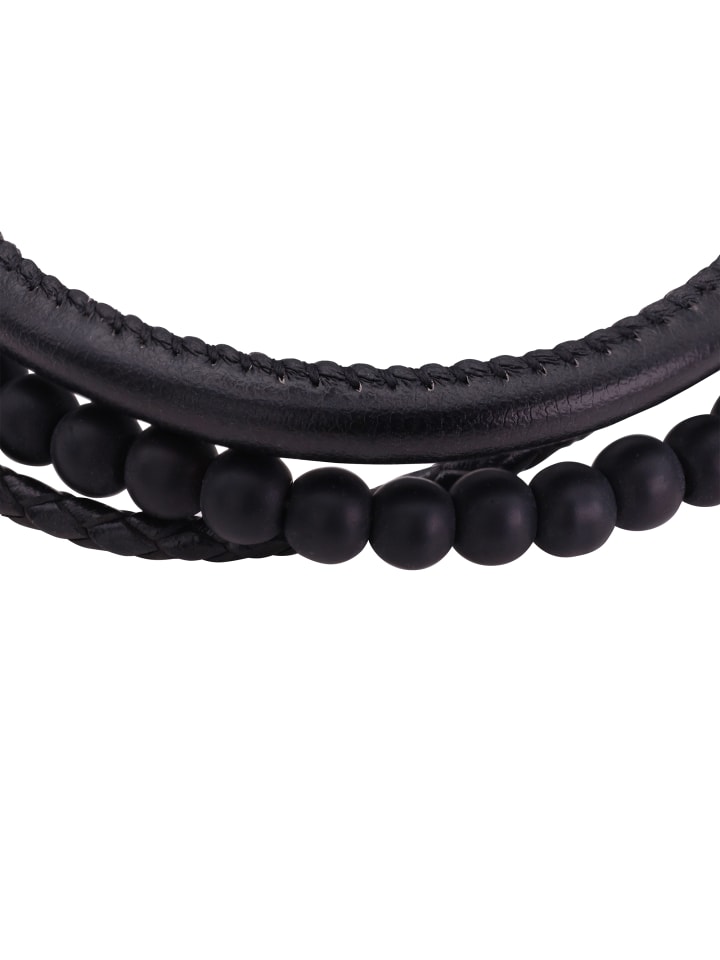 Steel_Art Lederarmband Herren Lean schwarz farben in schwarz günstig kaufen