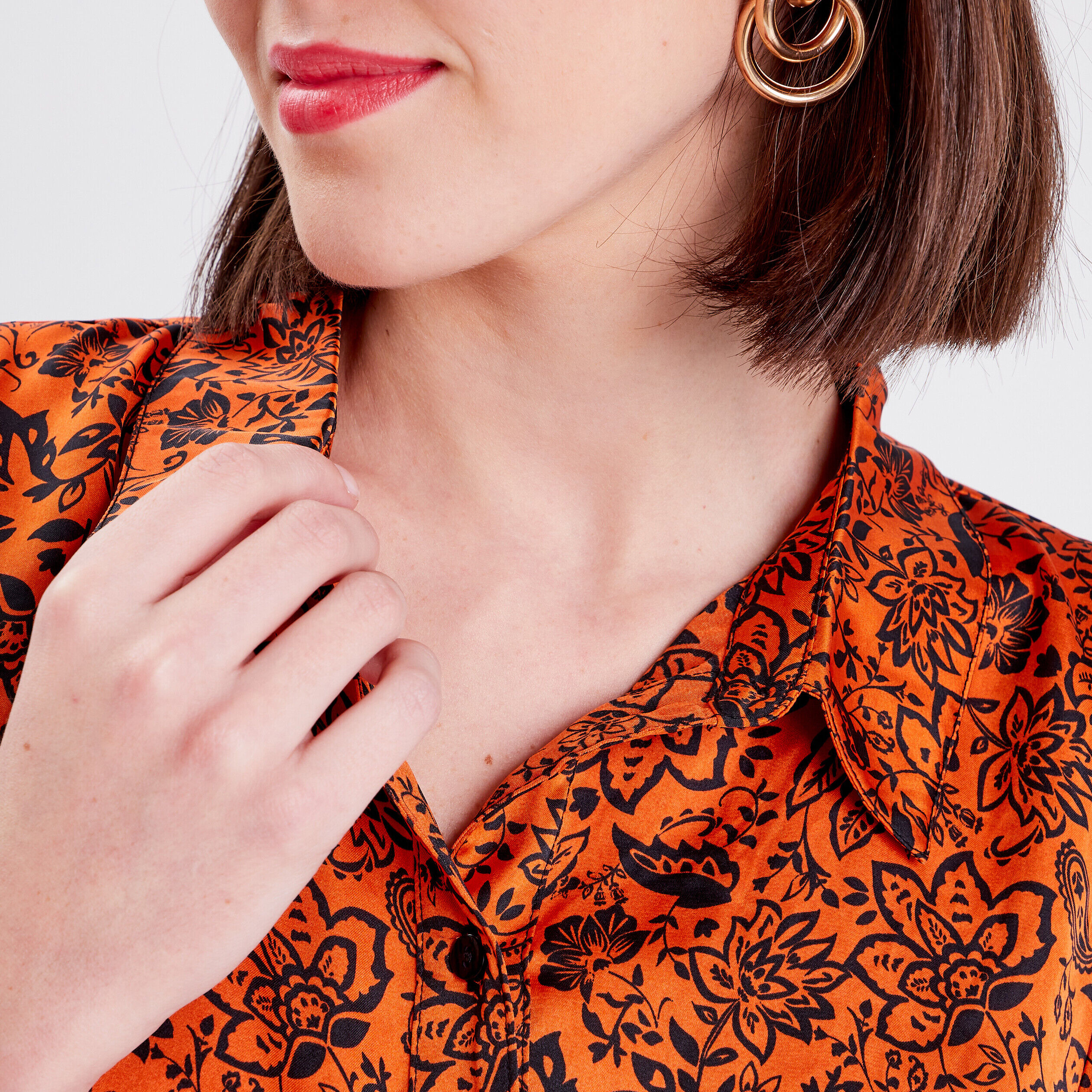 Chemise manches 3/4 noir femme | Cache Cache
