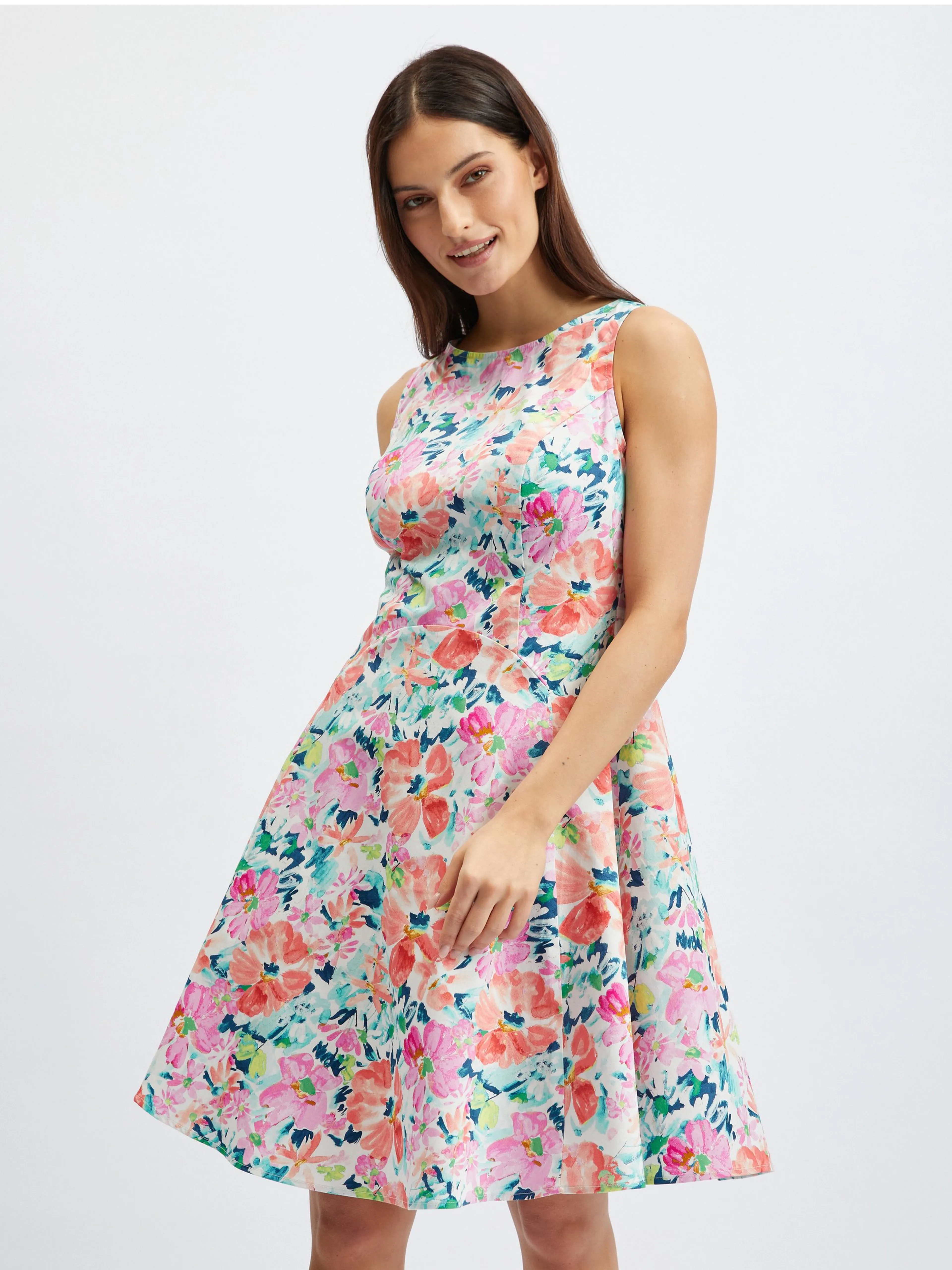 Rosa und cremefarbenes geblümtes ORSAY-Damenkleid
