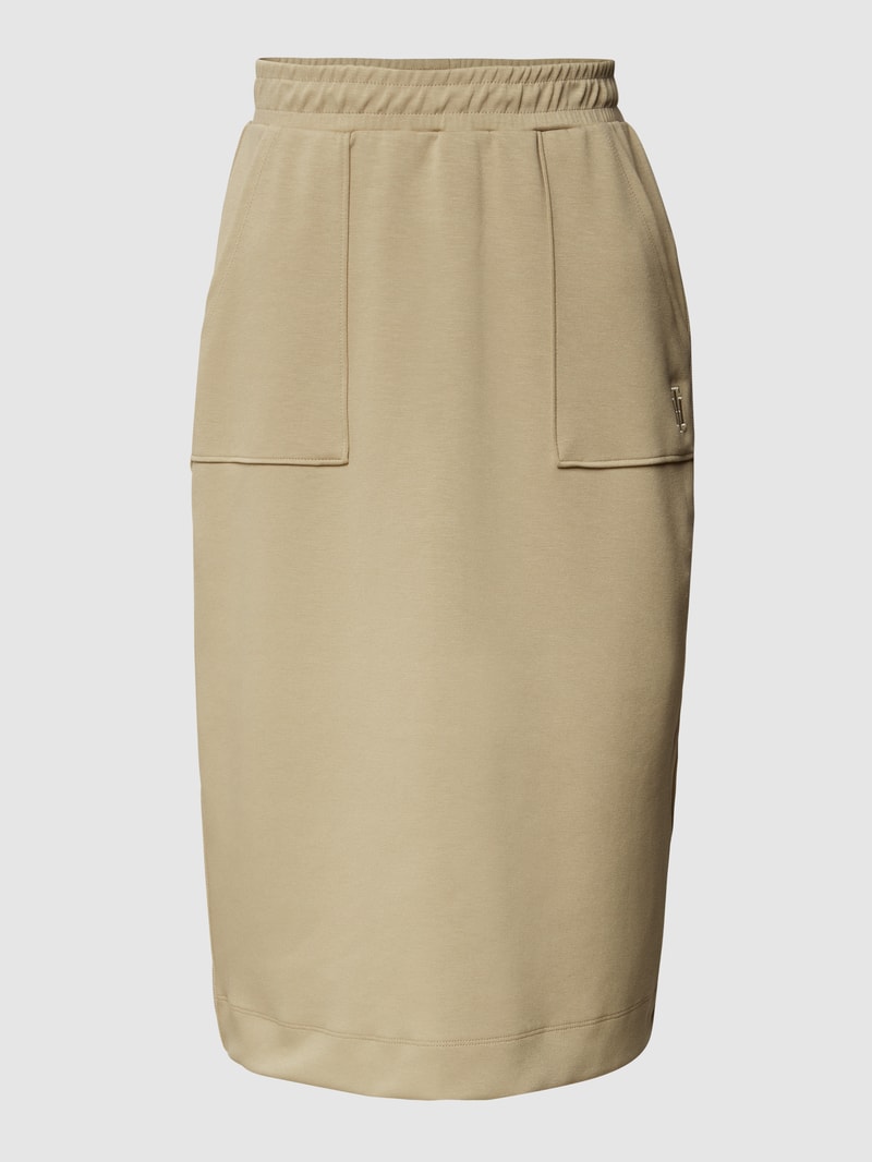 Midirock mit Label-Stitching in beige