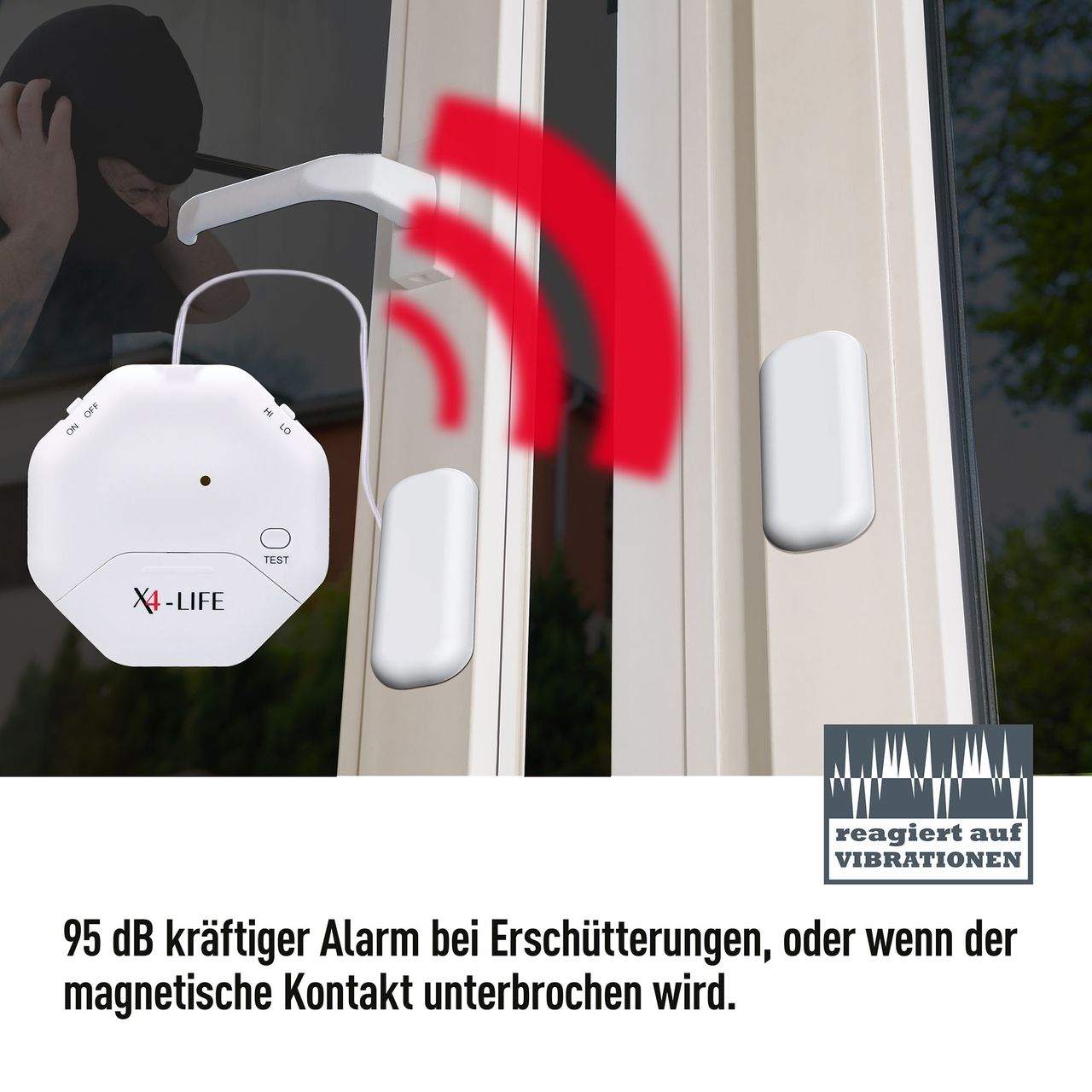 X4-Life Security Glasbruch- und Öffnungs-Alarm