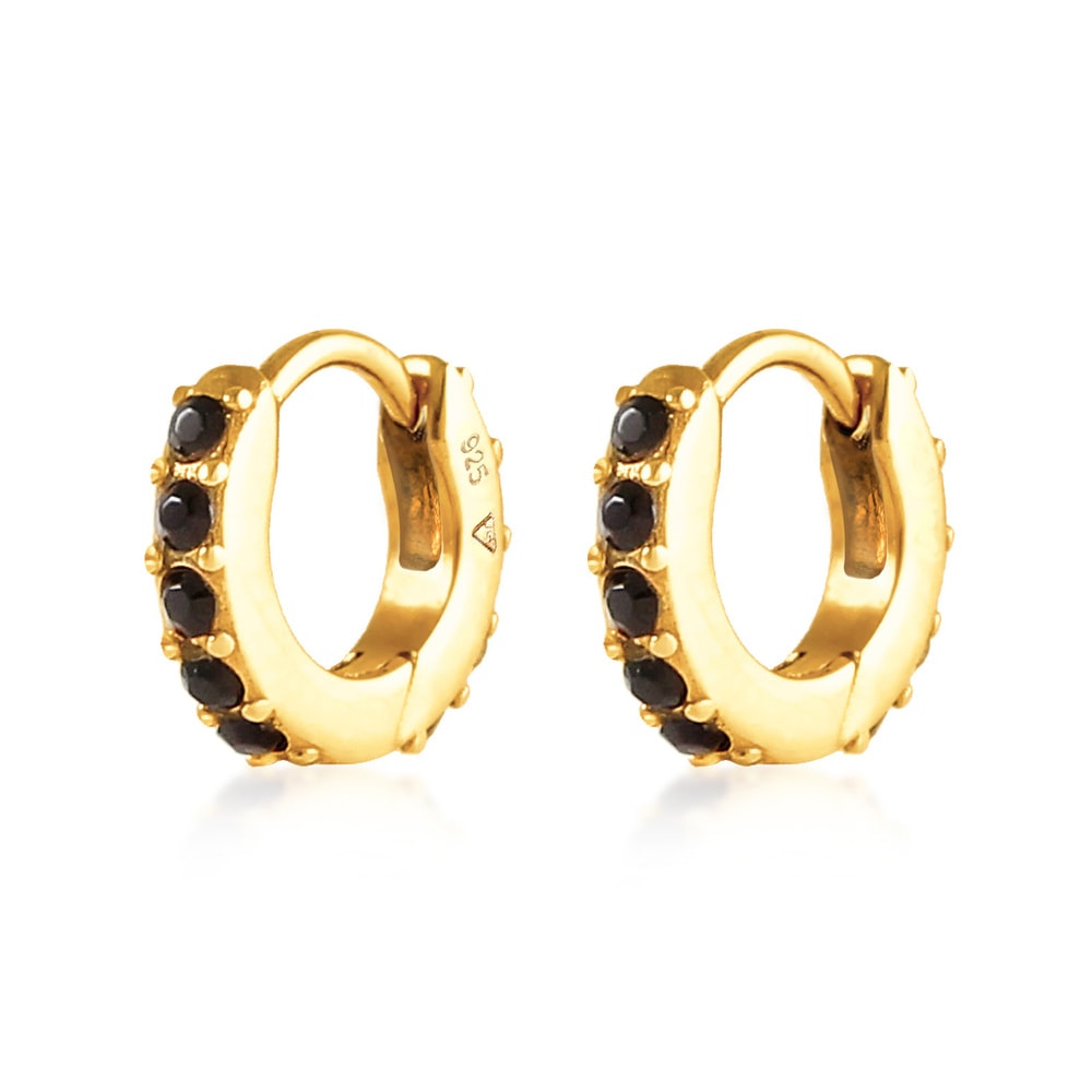 Elli Elli Boucles d'Oreilles Femmes Créoles Élégant Mini Étincelant avec Cristaux en A Boucles d'oreilles