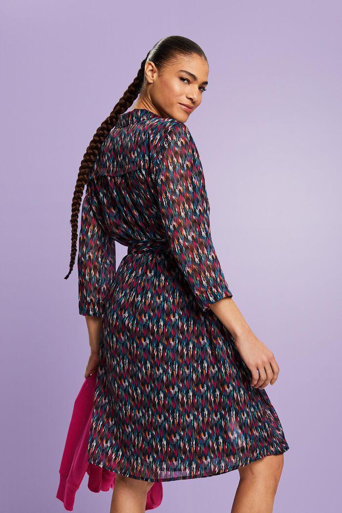 Chiffon-Minikleid mit V-Ausschnitt und Print