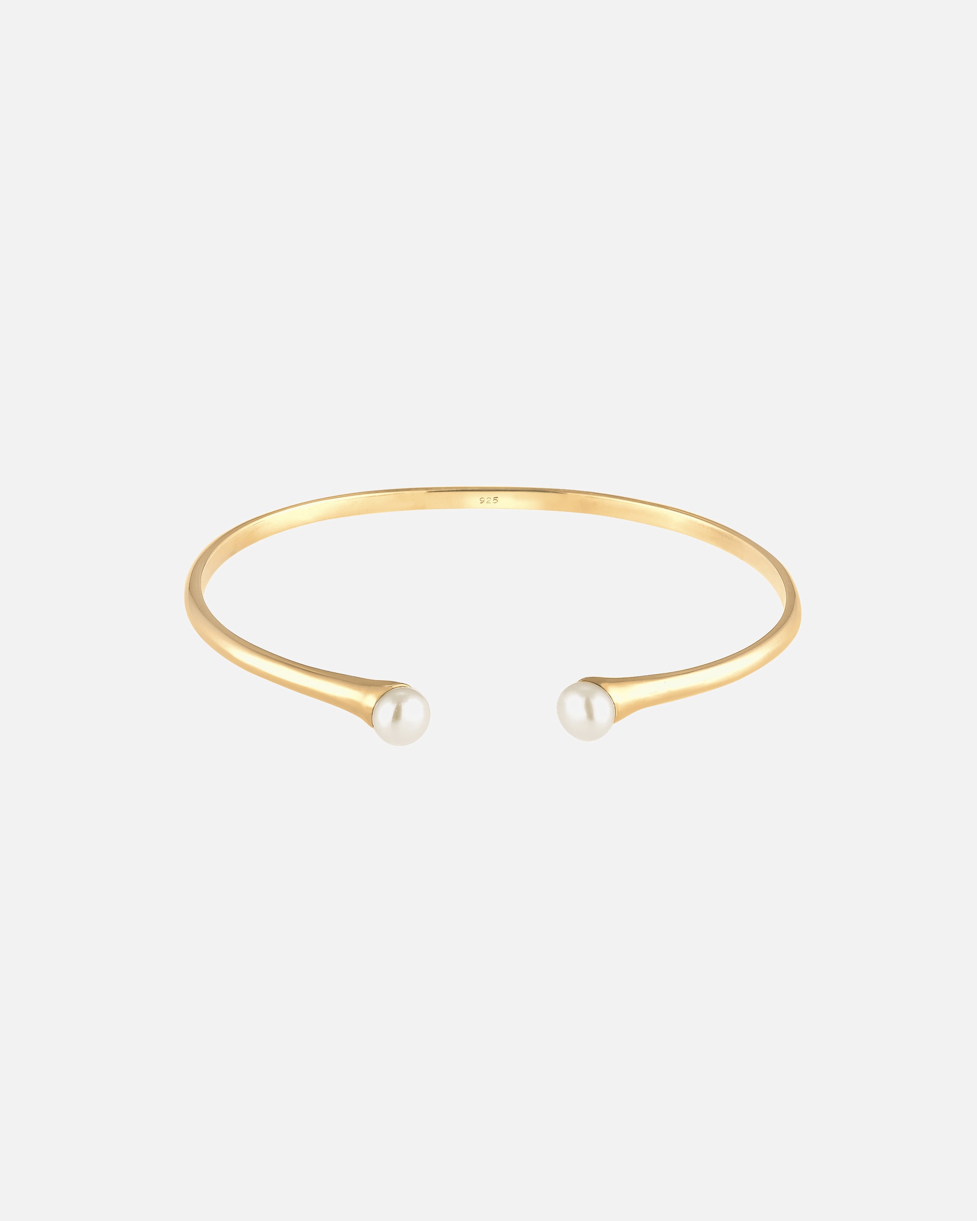 Elli PREMIUM Adjustable Open Bangle Freshwater Cultured Pearls for Women, Gold Plated Silver (925/1000)