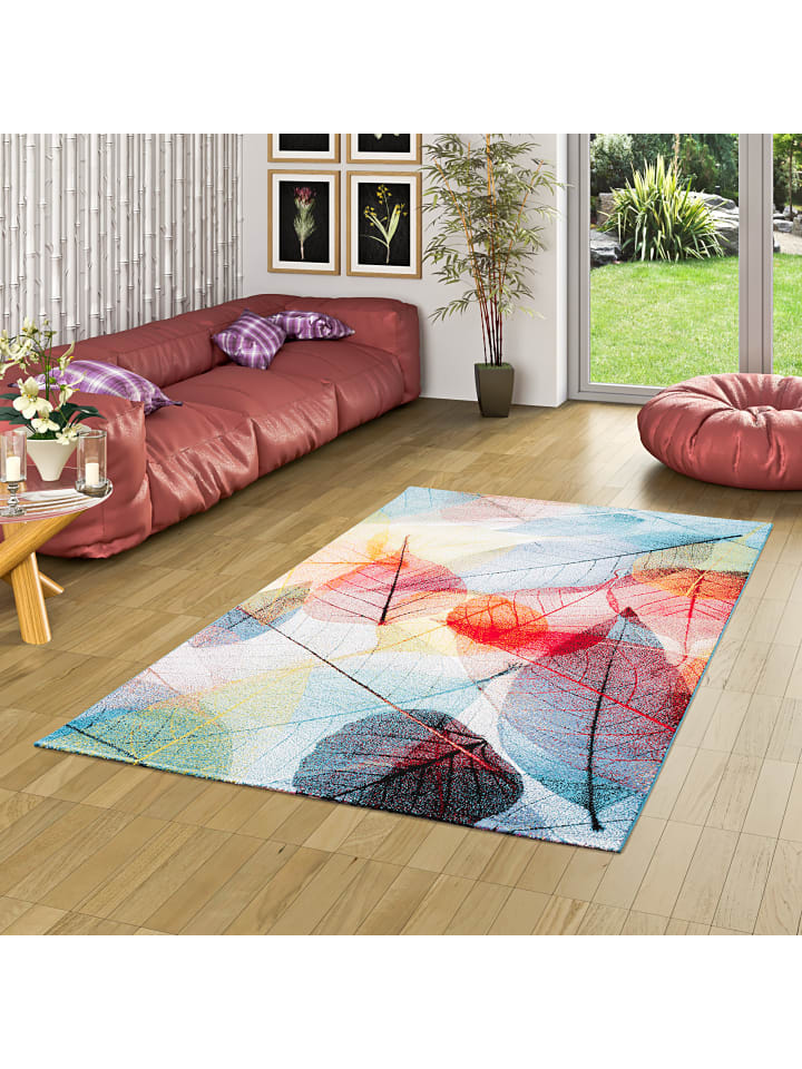 Pergamon Designer Teppich Faro Tropical Blätter in Bunt günstig kaufen