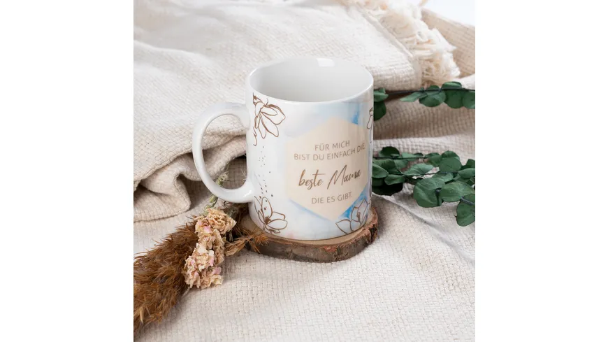 p os Kaffeebecher Beste Mama weiß/blau