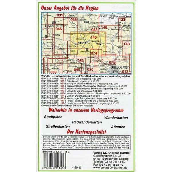 Riesa, Oschatz, Großenhain und Umgebung 1 : 50 000 - Wanderkarte