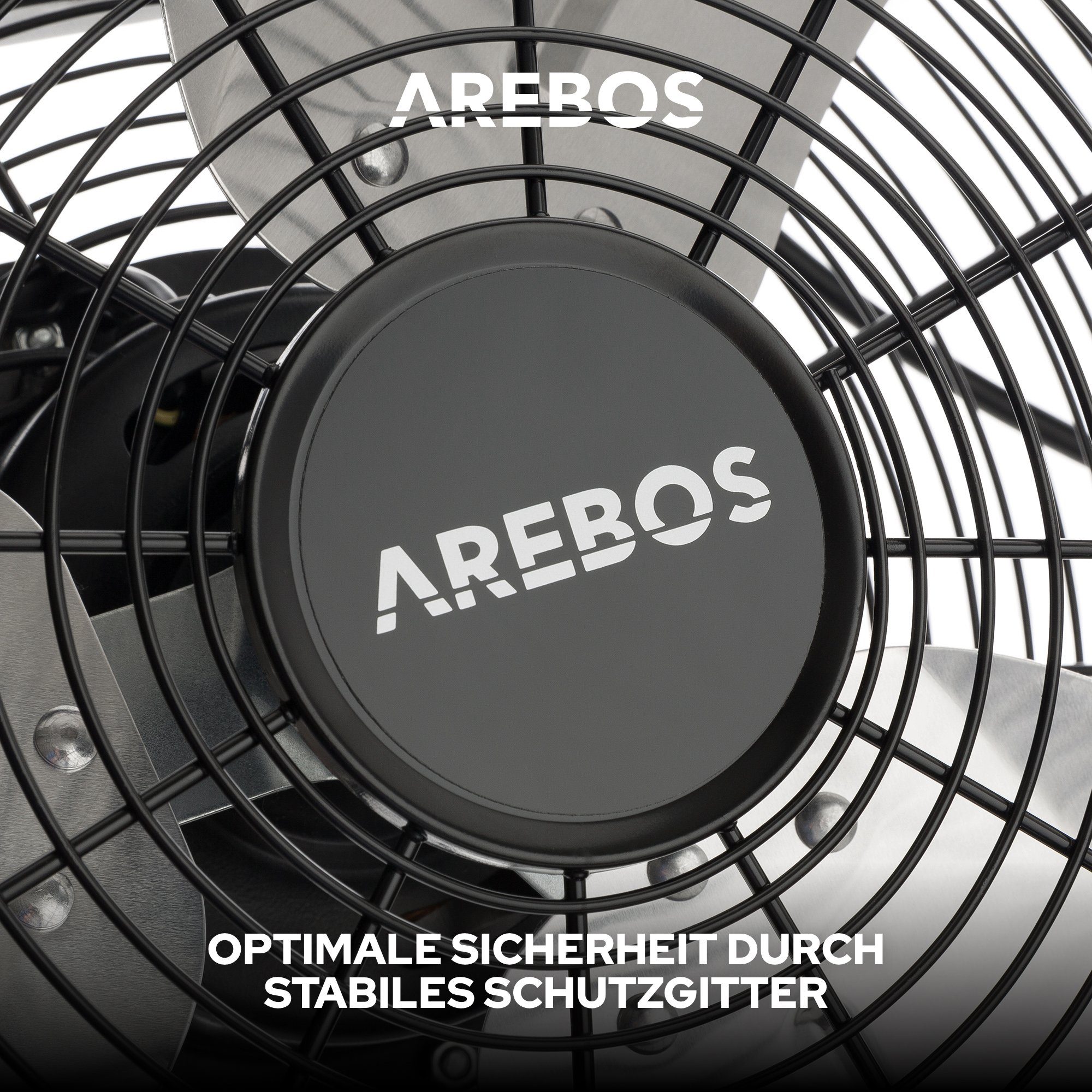 Arebos Bodenventilator Ø 50 cm, Windmaschine, Ventilator, 3 Geschwindigkeitsstufen