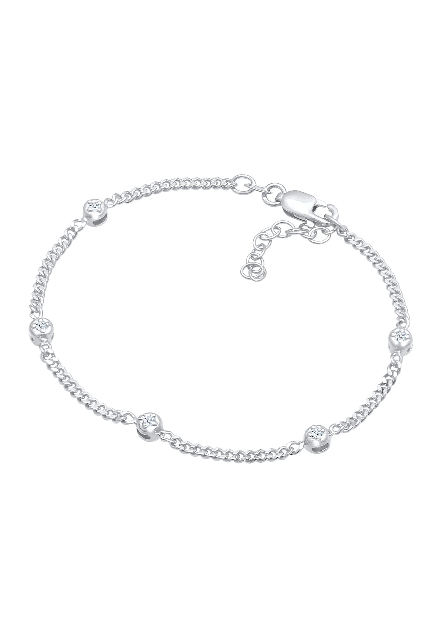 Elegancka klasyczna regulowana bransoletka damska Elli DIAMONDS z diamentem (0,075 ct.) w srebrze próby 925
