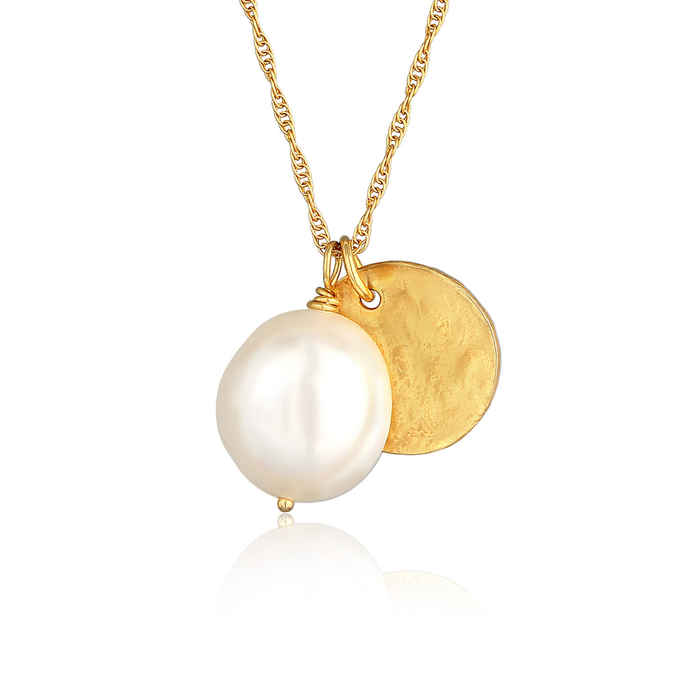 Elli PREMIUM Elli PREMIUM Collier Femmes Pendentif Plaquette Organic avec perle d'eau douce en collier
