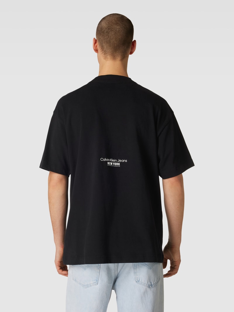 T-Shirt mit Motiv-Stitching Modell 'MOTION' in black