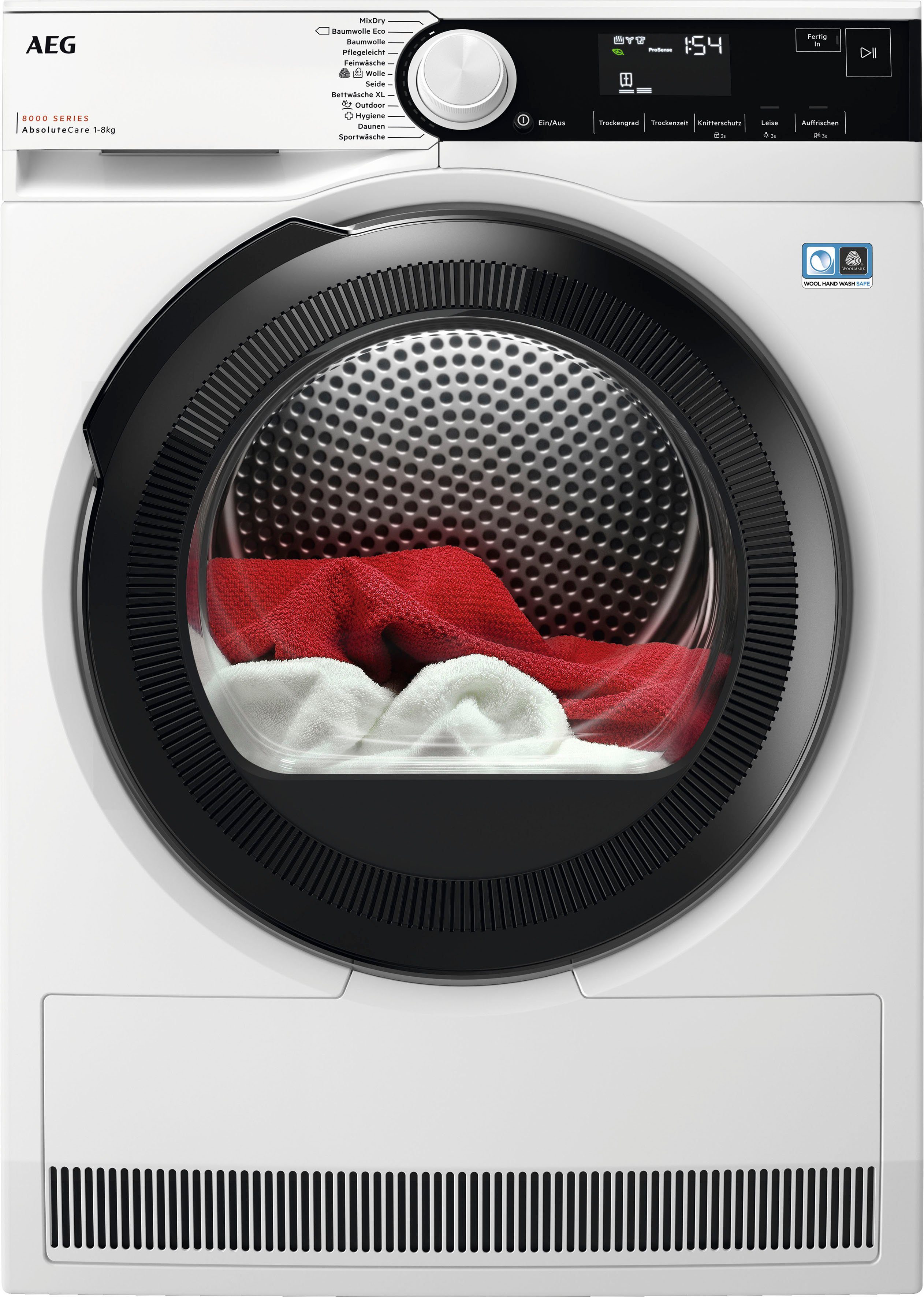 AEG Wärmepumpentrockner 8000 TR8T70680, 8 kg, AbsoluteCare®- Perfekter Schutz für Wolle, Seide & Outdoor-Kleidung