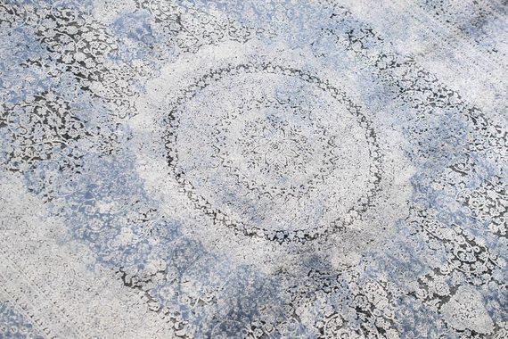 Wollteppich Wollteppich hochwertiger Teppich klassisch mit Ornamenten aus Naturfasern in grau, Teppich-Traum, rechteckig, Höhe: 7 mm, Wollteppich