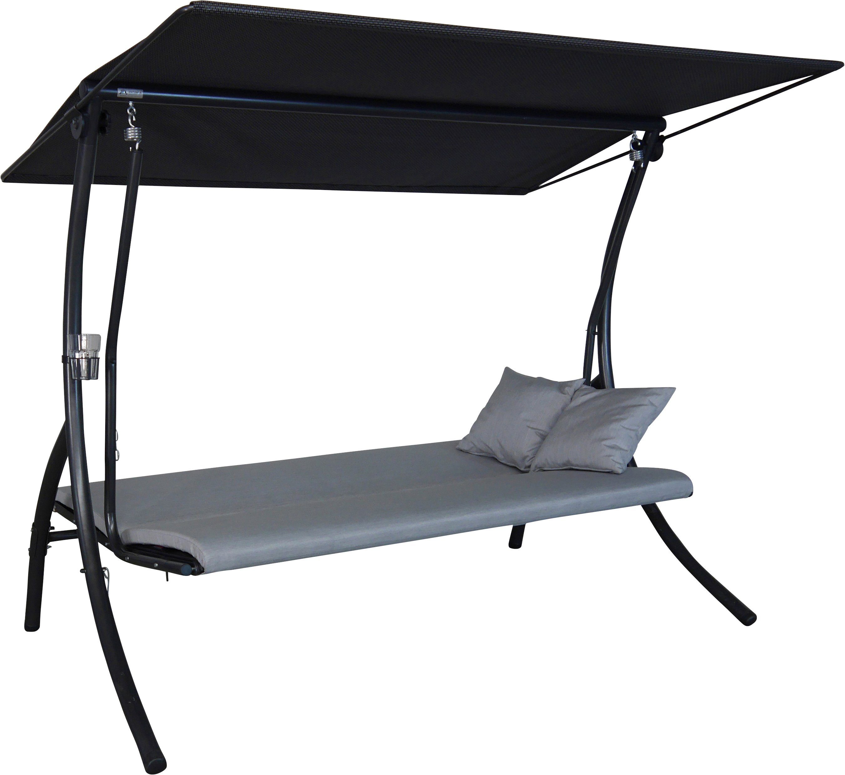Angerer Freizeitmöbel Hollywoodschaukel Motion Zip granit, 3-Sitzer, Bettfunktion, wetterfest