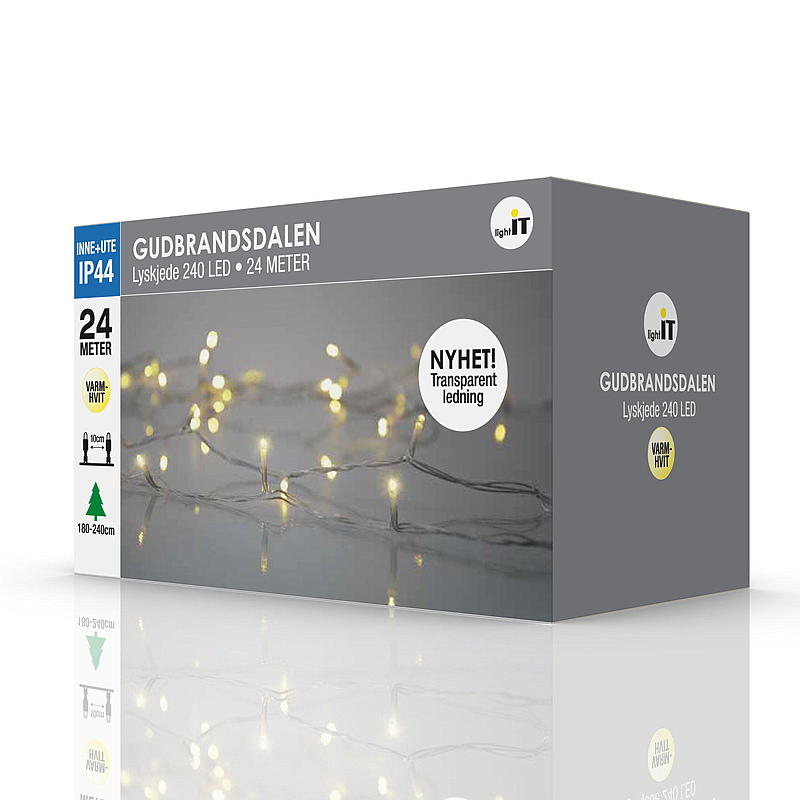 Light IT Lyslenke 240 LED Varmhvit transp Gudbrandsdalen