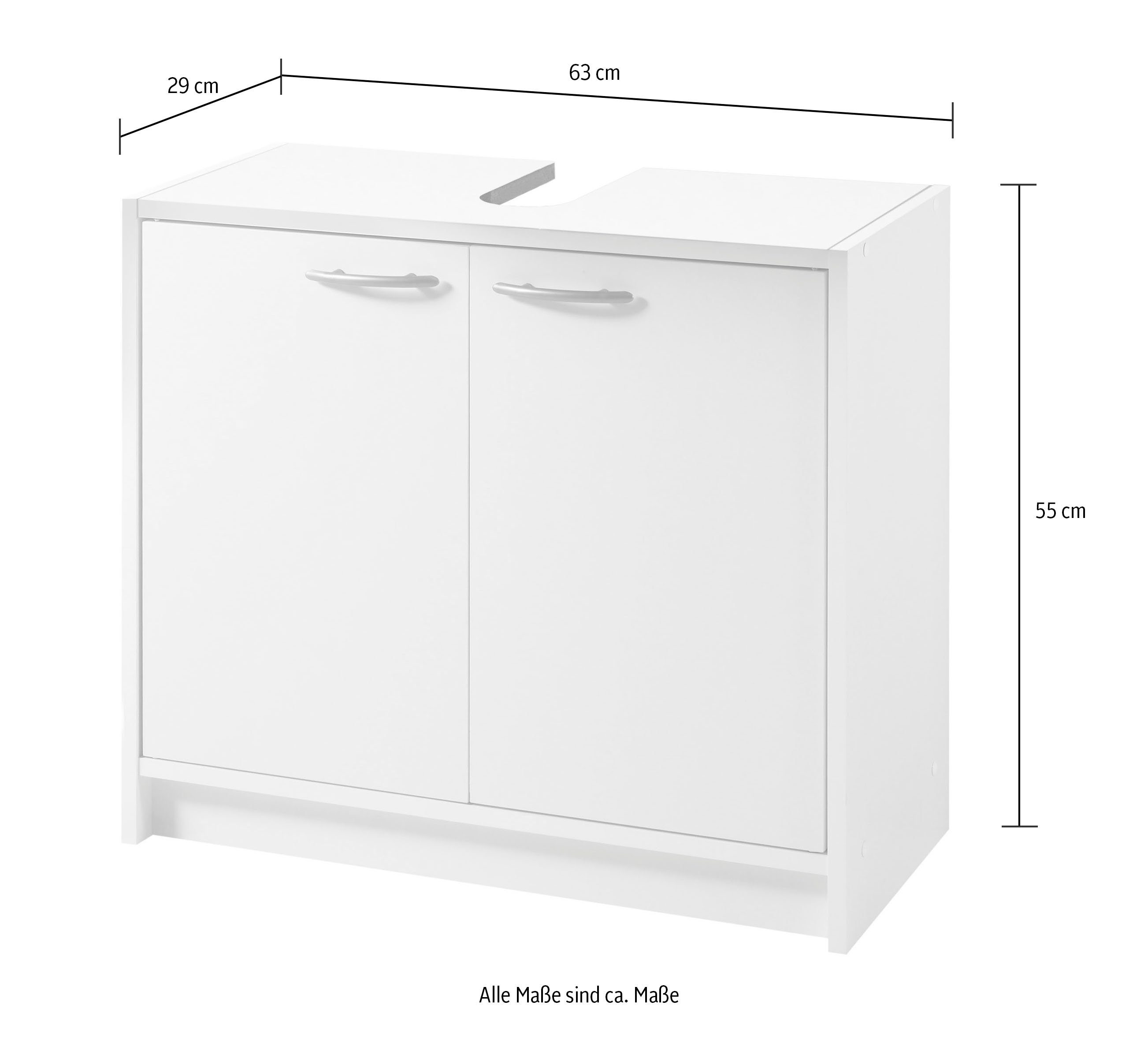 BASIC by Balculina Waschbeckenunterschrank Smash Badschrank Unterschrank WBU (1-St) weiß matt mit Breite 63 cm, Badezimmerschrank mit 2 Türen