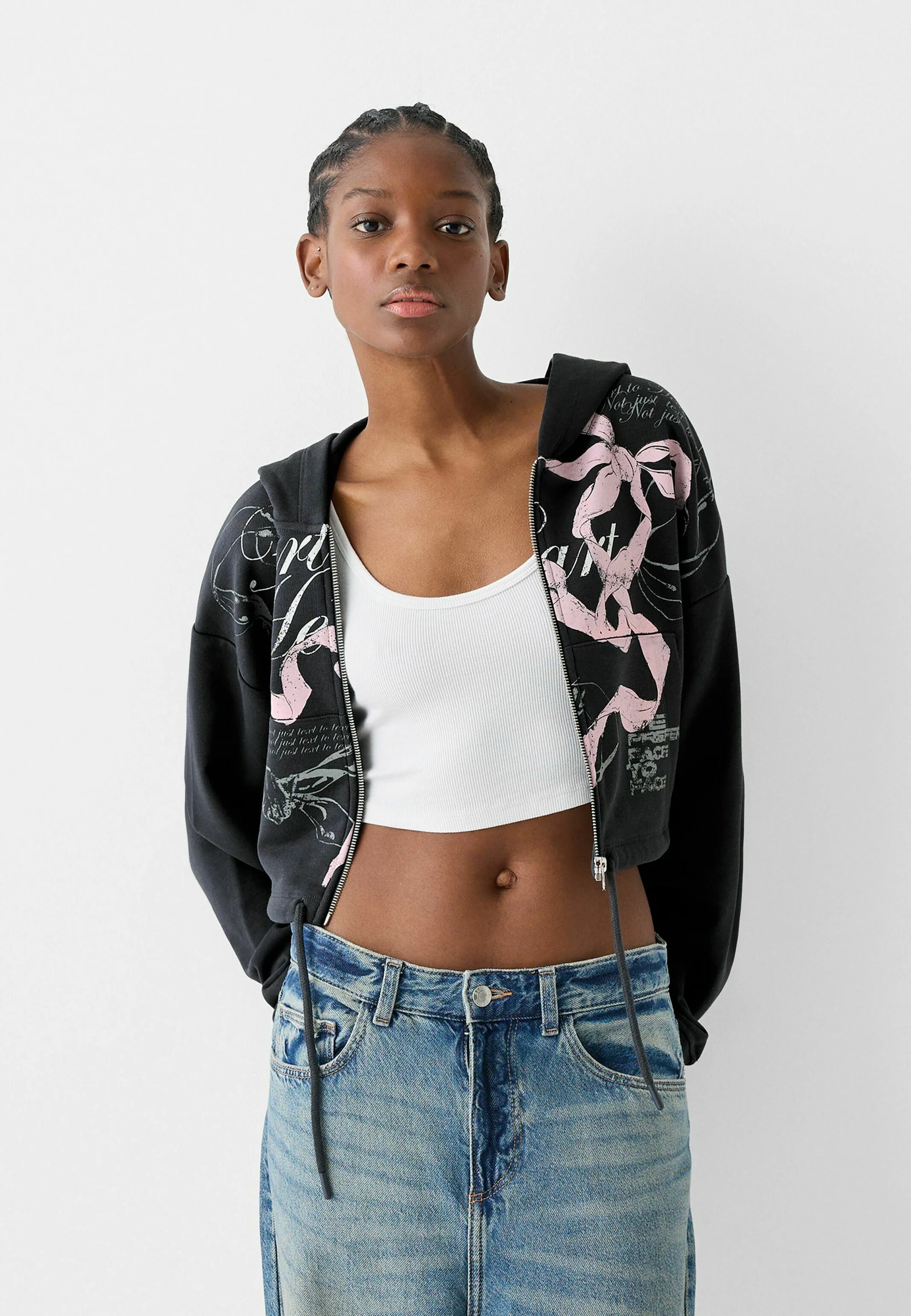 Bershka ESTAMPADO - Sudadera con cremallera