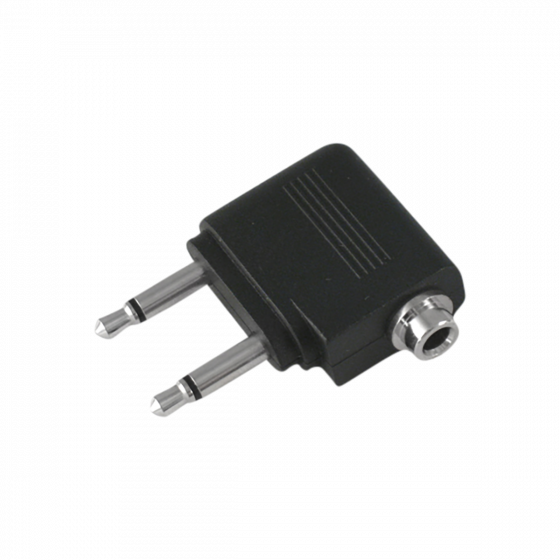 Flugzeugadapter 3,5 mm Stereo-Klinkenbuchse auf 2 x 3,5 mm Mono-Klinkenstecker.