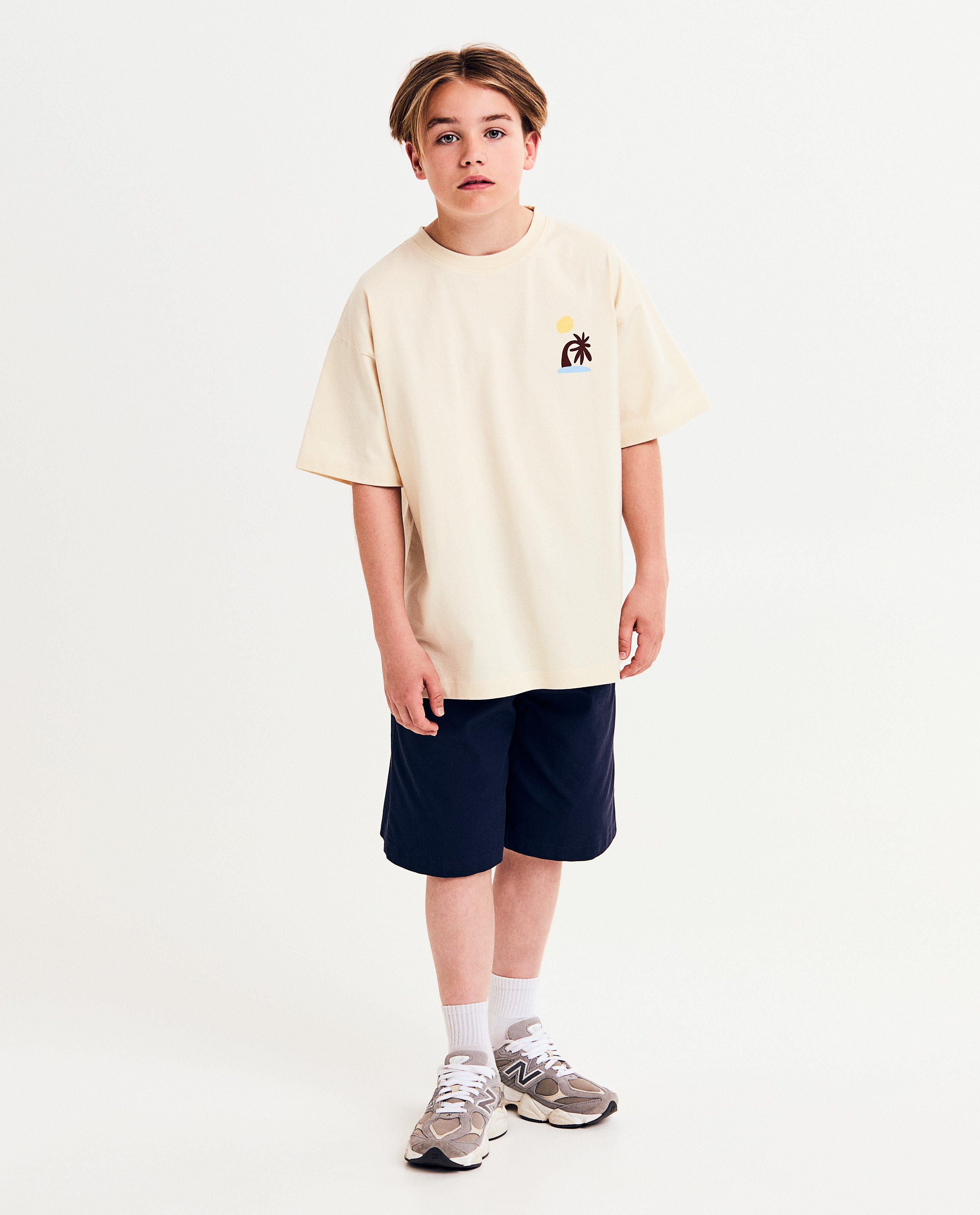 Tricou I AM din bumbac organic cu imprimeu pe spate, 128-164 bej deschis