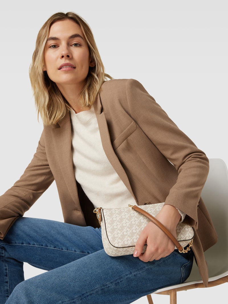 Handtasche mit Label-Applikation Modell 'EMPIRE' in ecru