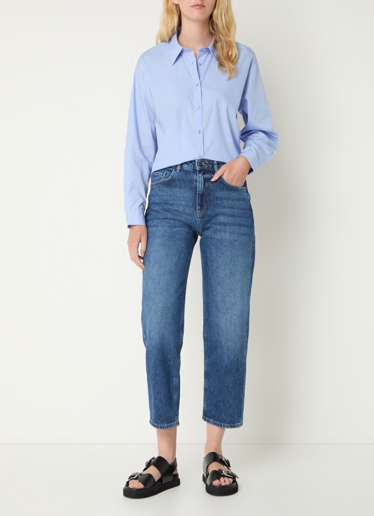 Sisley High waist straight leg cropped jeans with light wash