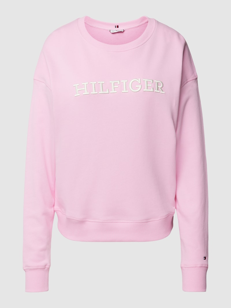 Sweatshirt aus Baumwolle mit Label-Detail in rosa