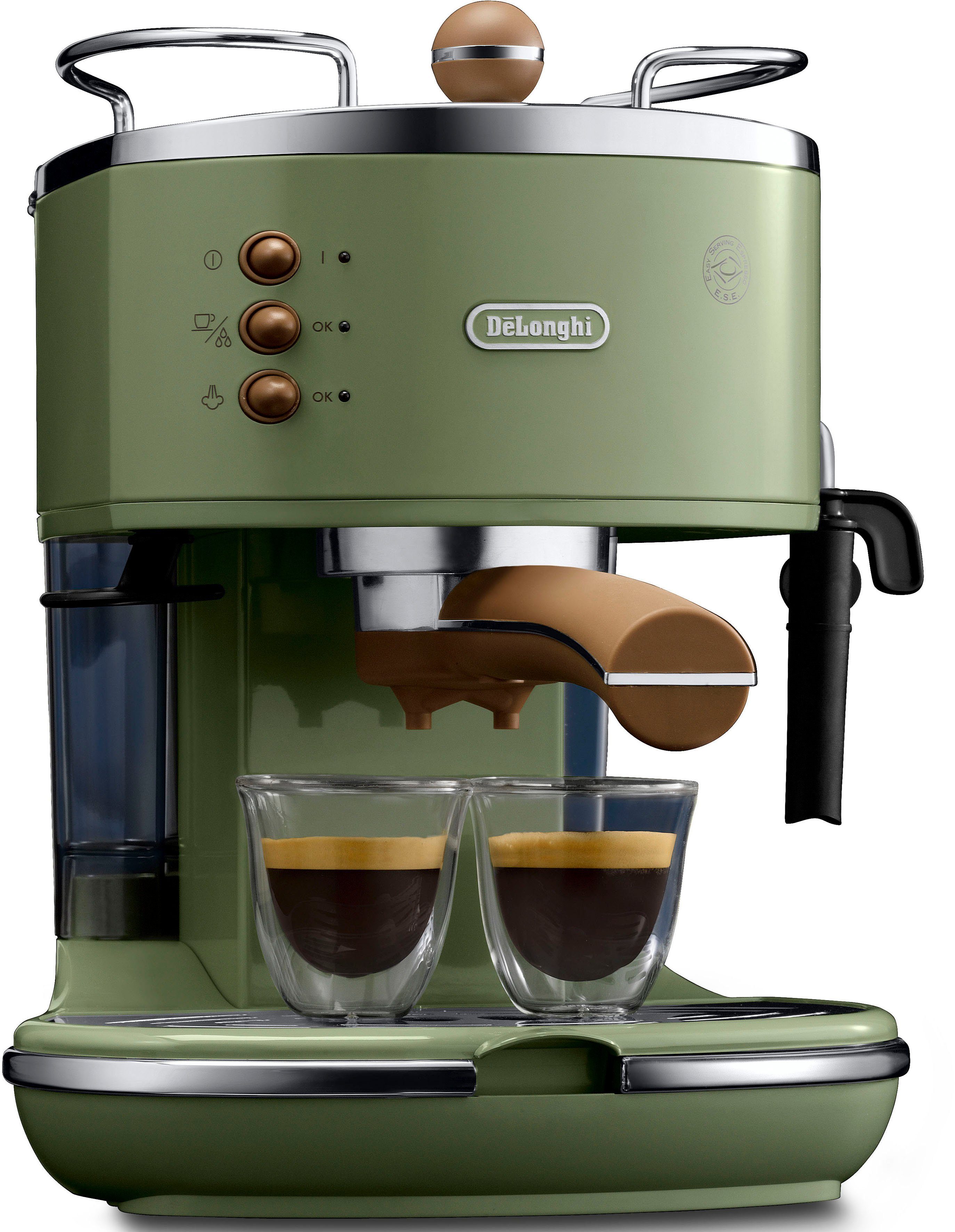 De'Longhi Siebträgermaschine Icona Vintage ECOV 311.GR, auch für Kaffeepads geeignet