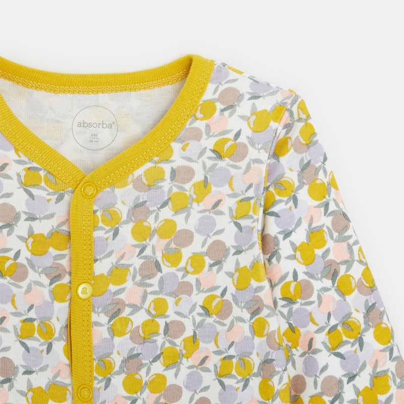 Pyjama bébé fille en coton côtelé jaune Absorba