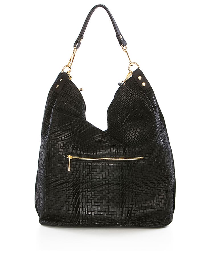 Mia Tomazzi Leder-Schultertasche in Schwarz - (B)42 x (H)38 x (T)17 cm günstig kaufen onesize