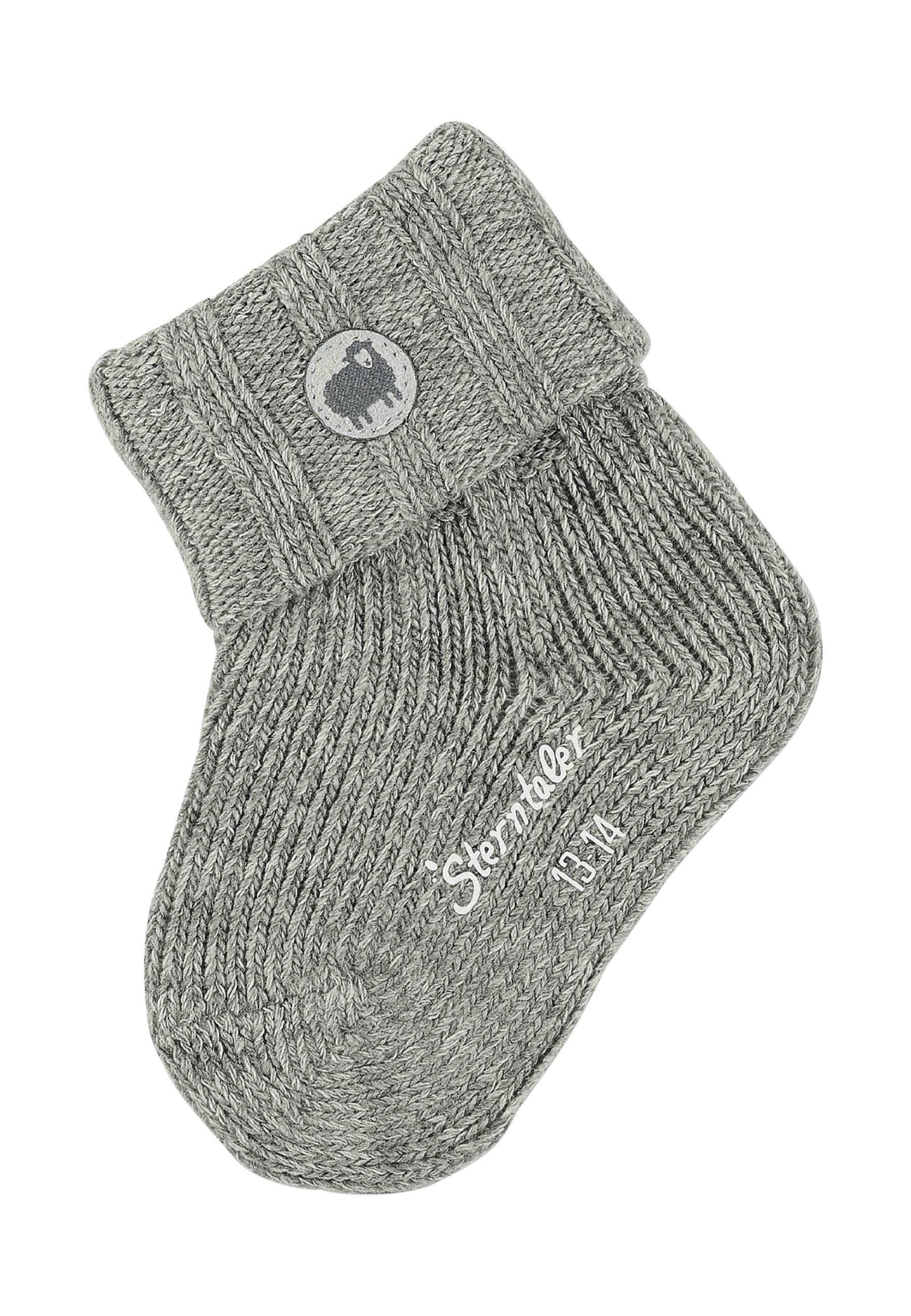 Babysocken uni, mit Wolle und Applikation Schaf