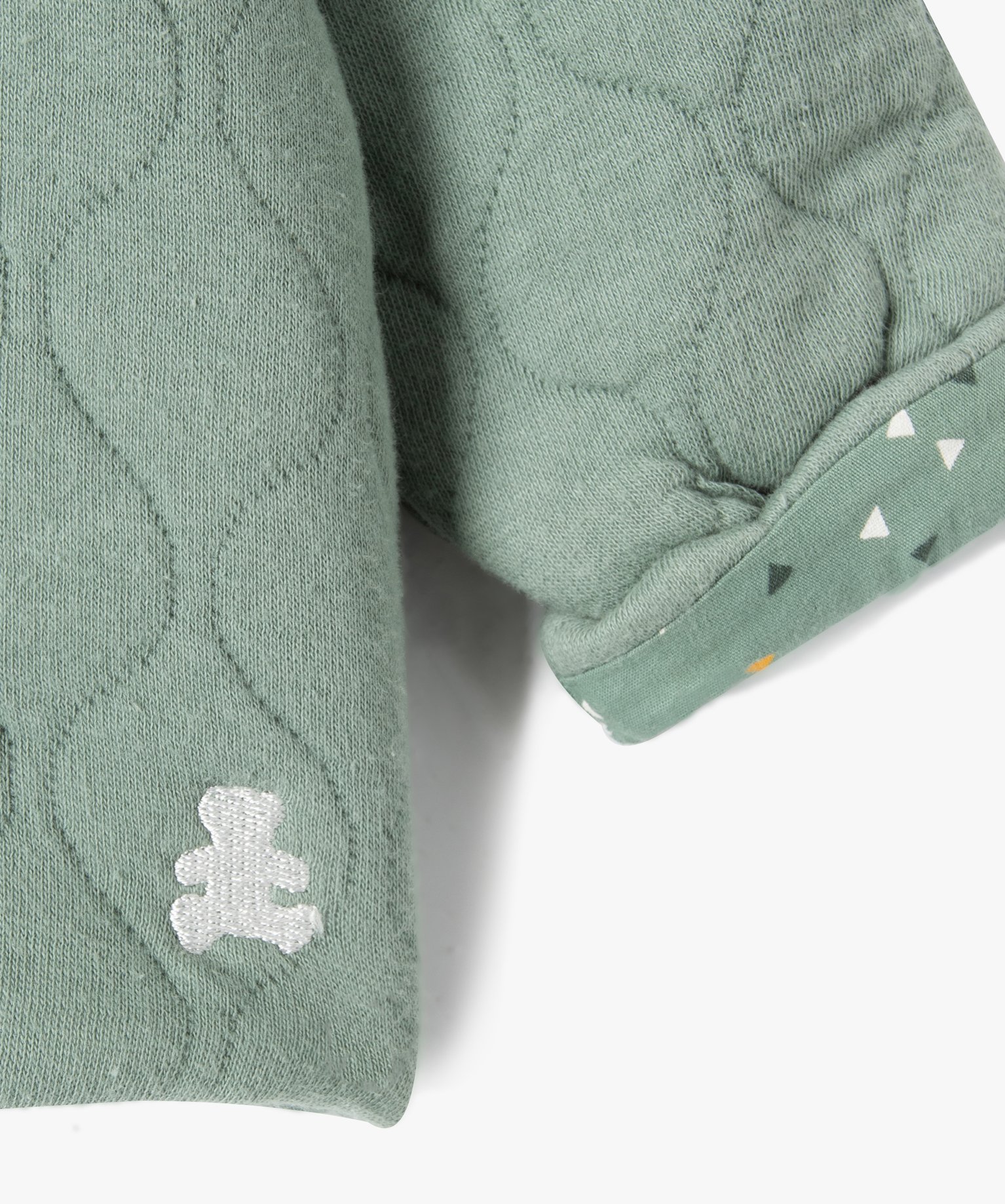 Gilet bébé en sweat matelassé et doublure imprimée vert clair | GEMO