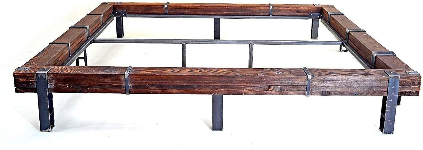 CHYRKA Massivholzbett Massivholzbett LL LEMBERG Balkenbett Doppelbett Loft Vintage Industrie Design Handmade Holz Metall