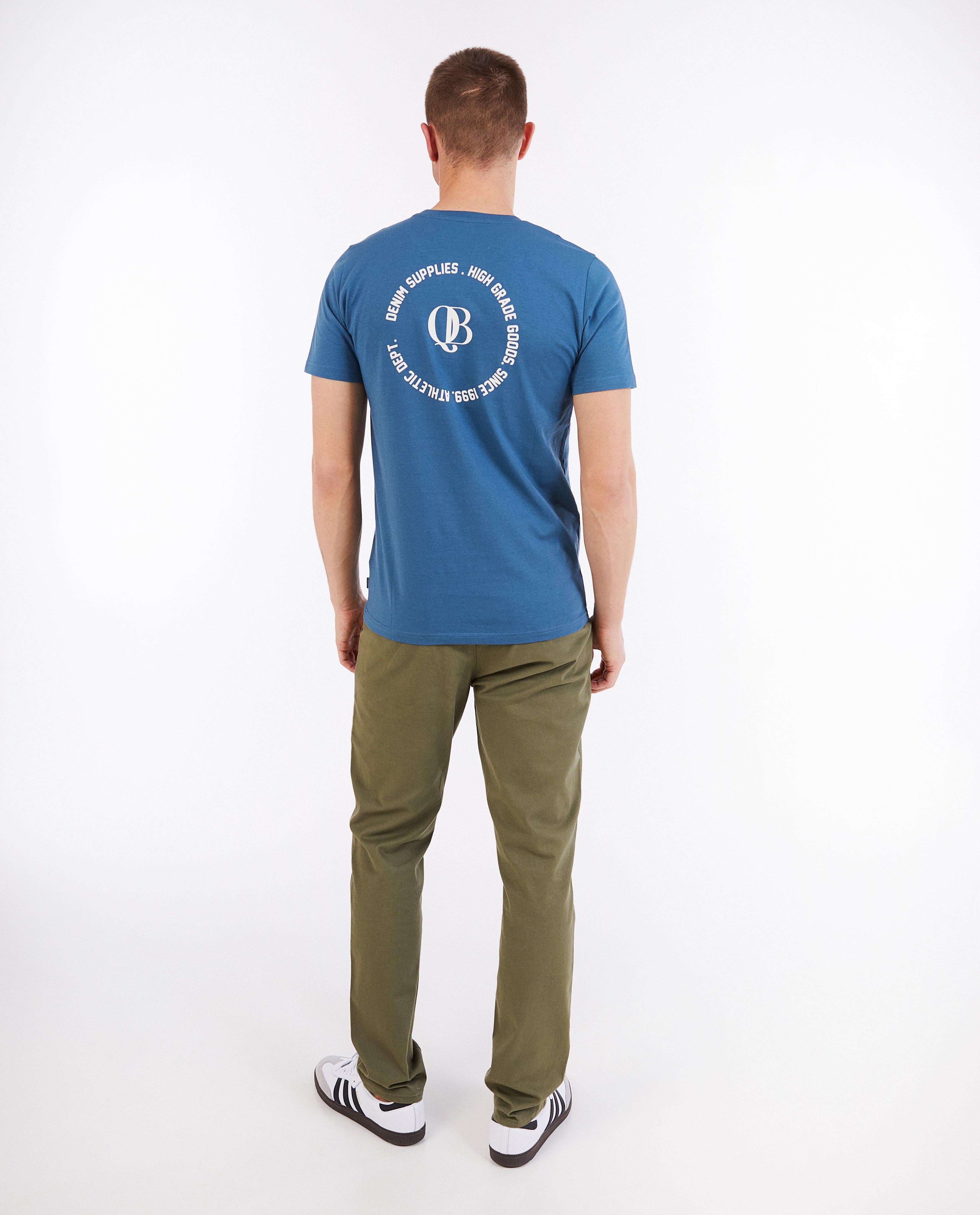 Tricou cu inscripție Quarterback, croială slim, albastru