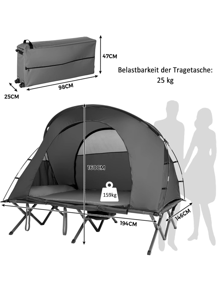 COSTWAY 4in1 Campingzelt für 1-2 Personen in Grau günstig kaufen onesize