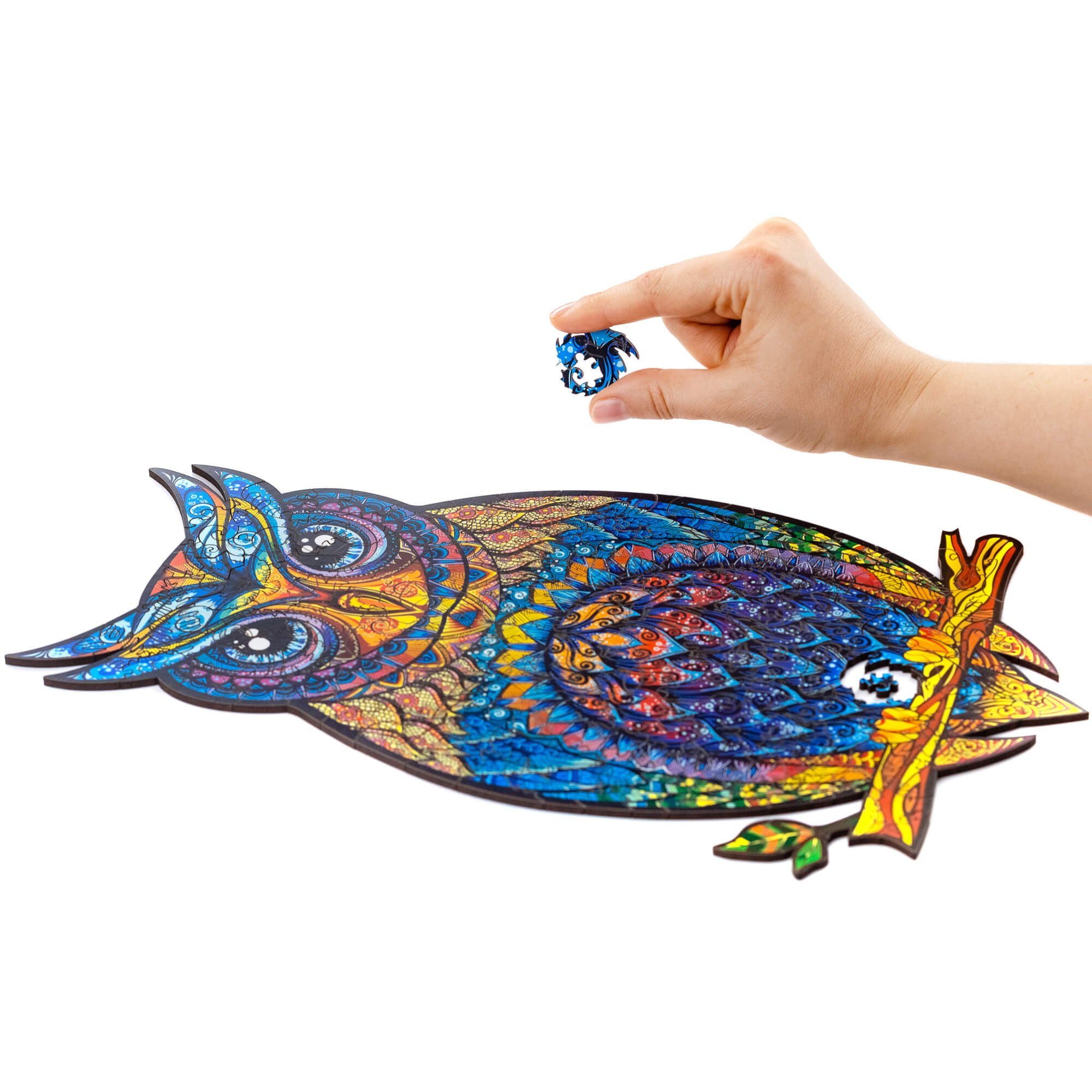 Unidragon Puzzle Unidragon Anmutige Eule Holzpuzzle, 186 Puzzleteile