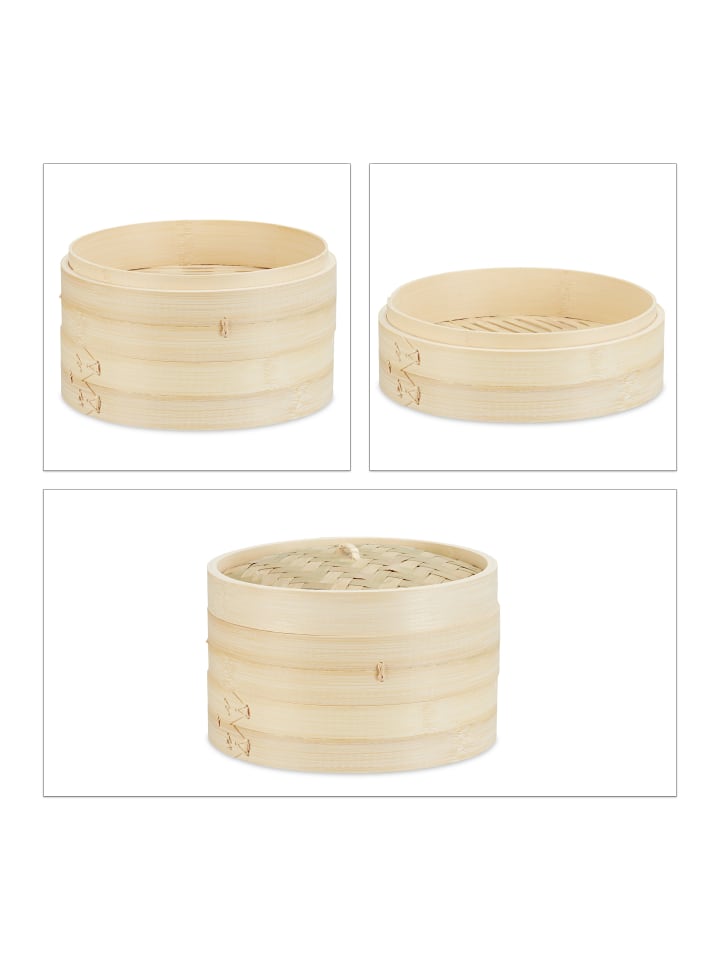 relaxdays Bambusdämpfer in Natur - Ø 24 cm günstig kaufen onesize