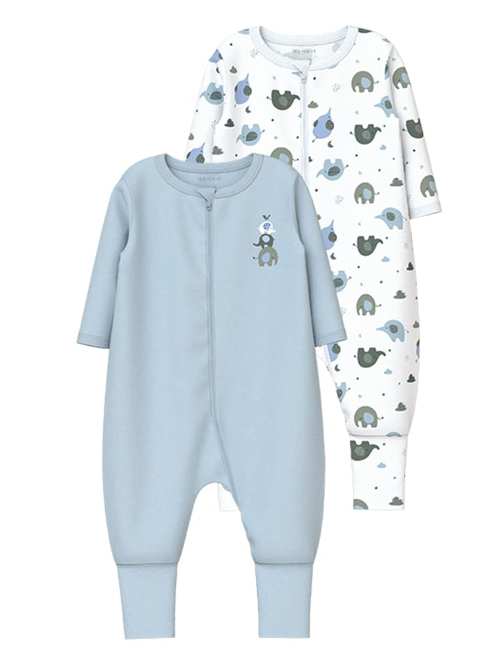 name it Schlafstrampler NBFNIGHTSUIT 2P ZIP ELEPHANT in baby blue günstig kaufen