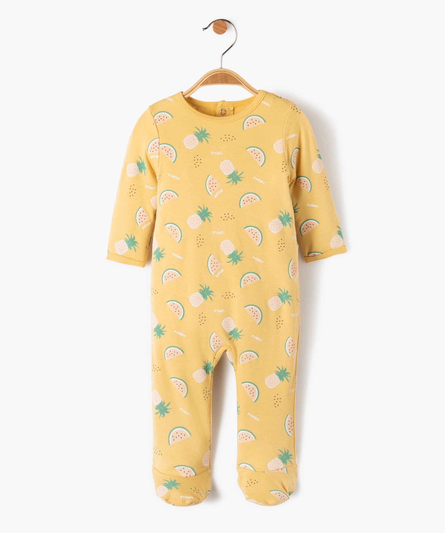 Pyjama bébé à motifs fruits exotiques fermeture pont dos jaune | GEMO