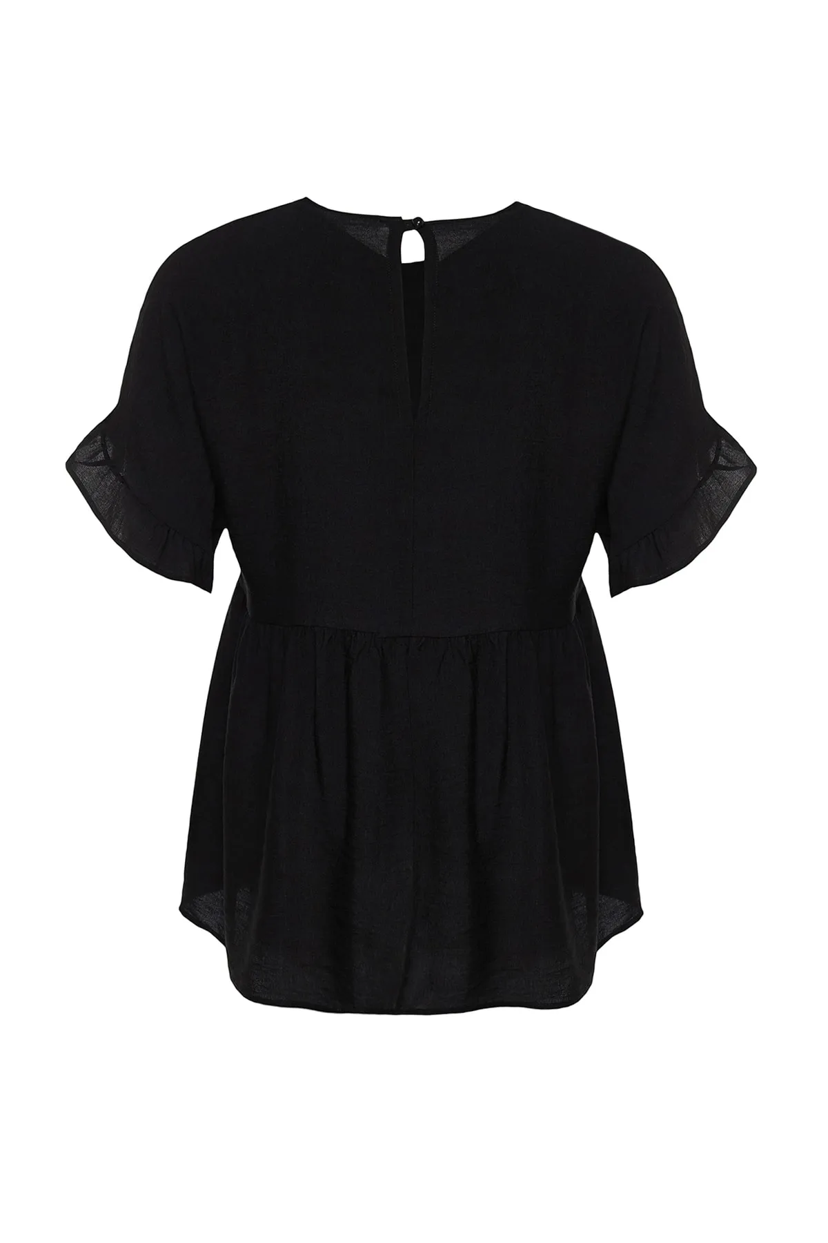 Trendyol Curve  Schwarze gewebte Volantbluse TBBSS22AF0002
