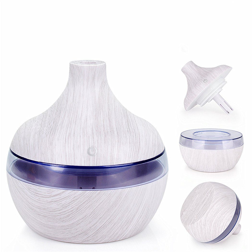 DAYUT Luftbefeuchter Luftbefeuchter mit weißer Holzmaserung, Touch-USB-Aufladung