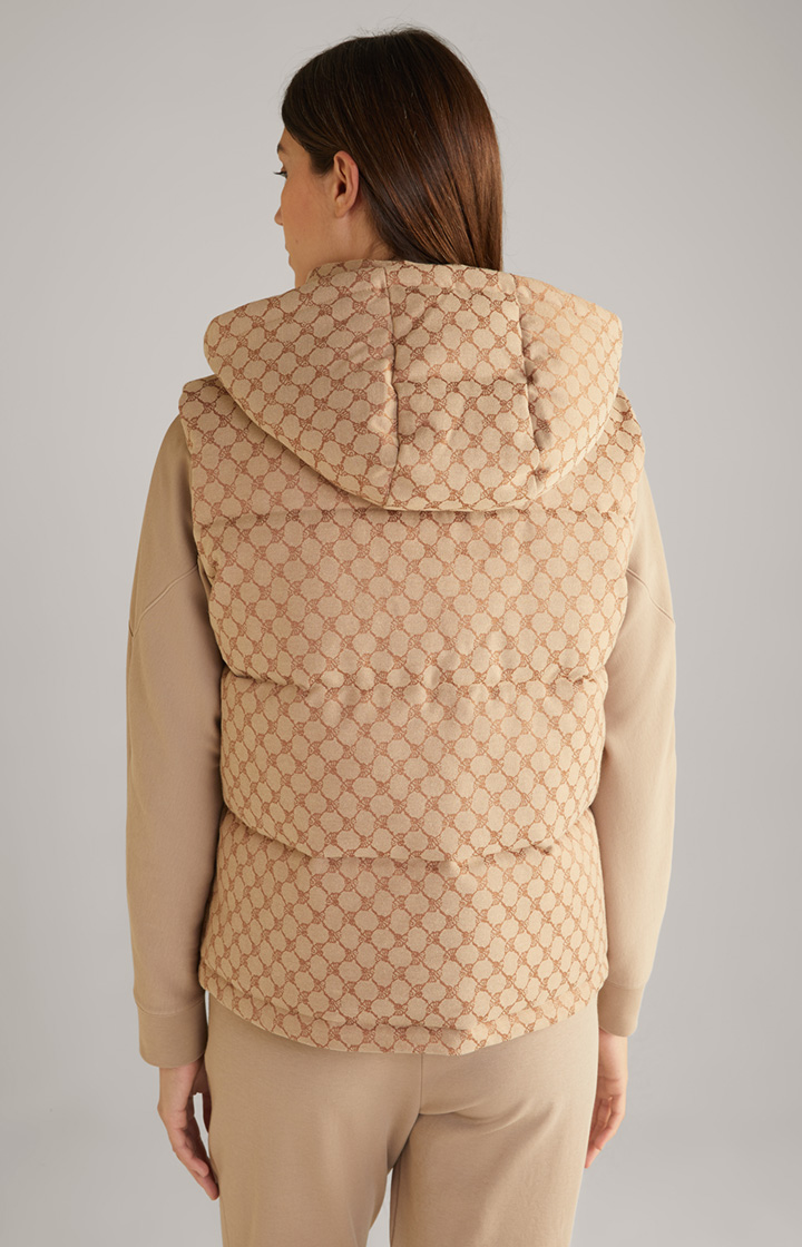 Jacquard-Steppweste in Beige/Braun