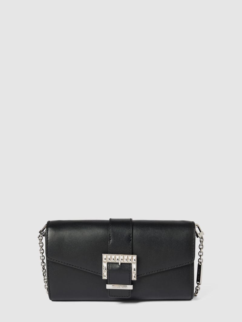 Kuvert-Clutch mit Label-Detail Modell 'PENELOPE' in schwarz
