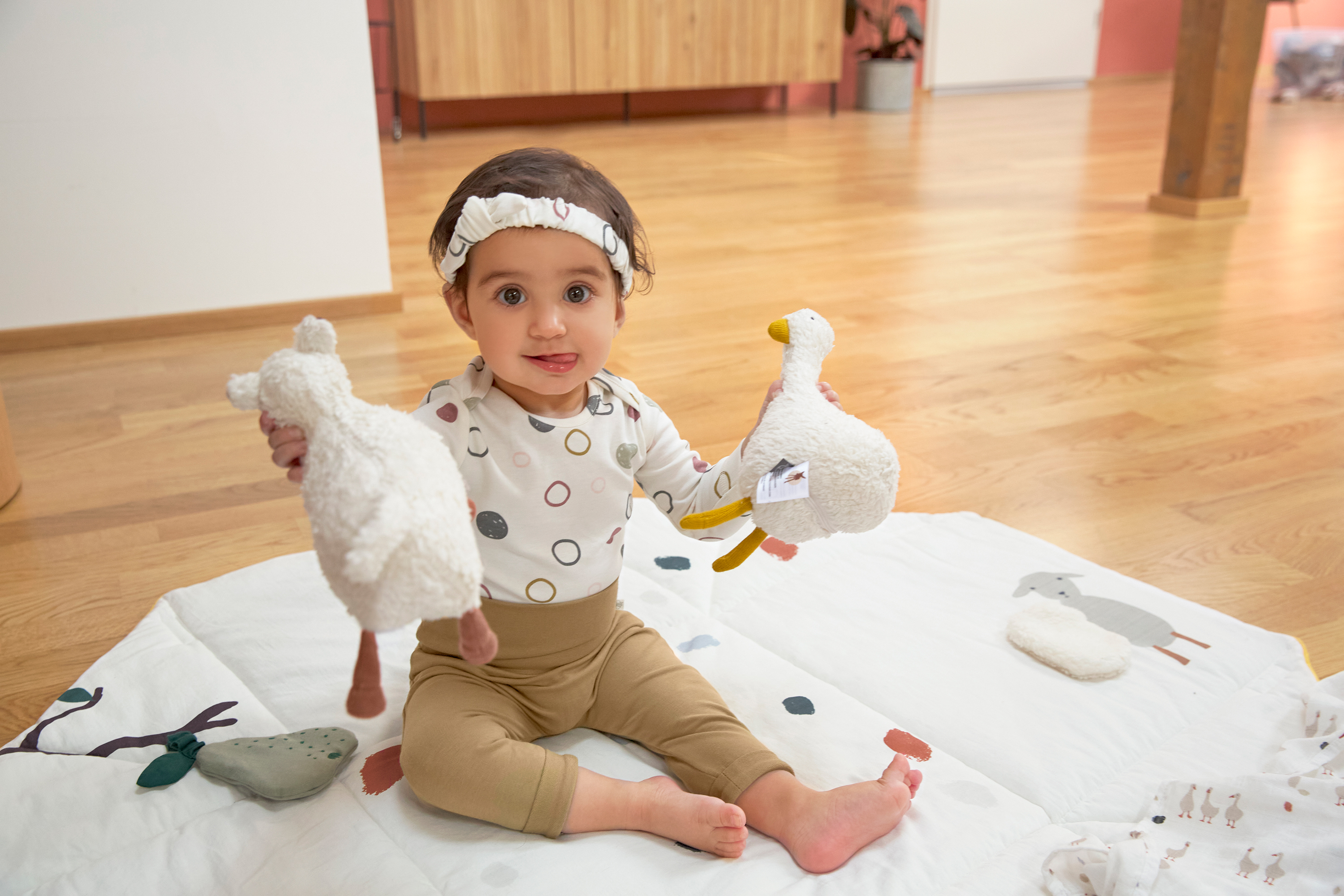 Baby Wickelbody langarm - Bio Baumwolle, Kreise, Beige