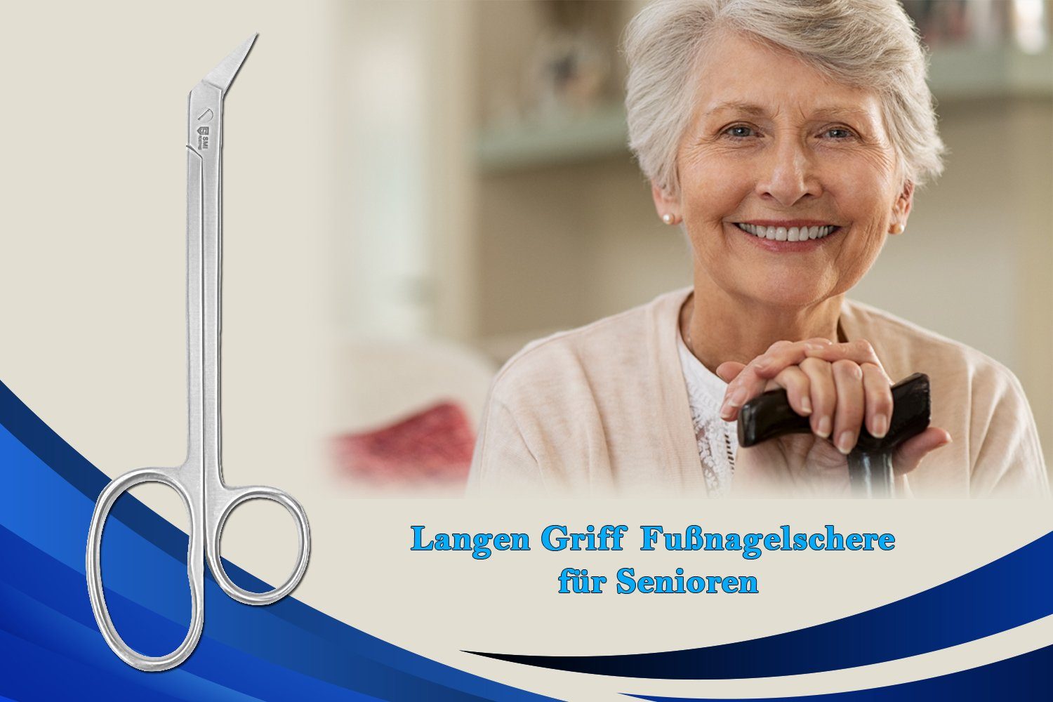 SMI Nagelschere 18 cm Fußnagelschere Langen Griff Senioren Fußschere Nagelschere
