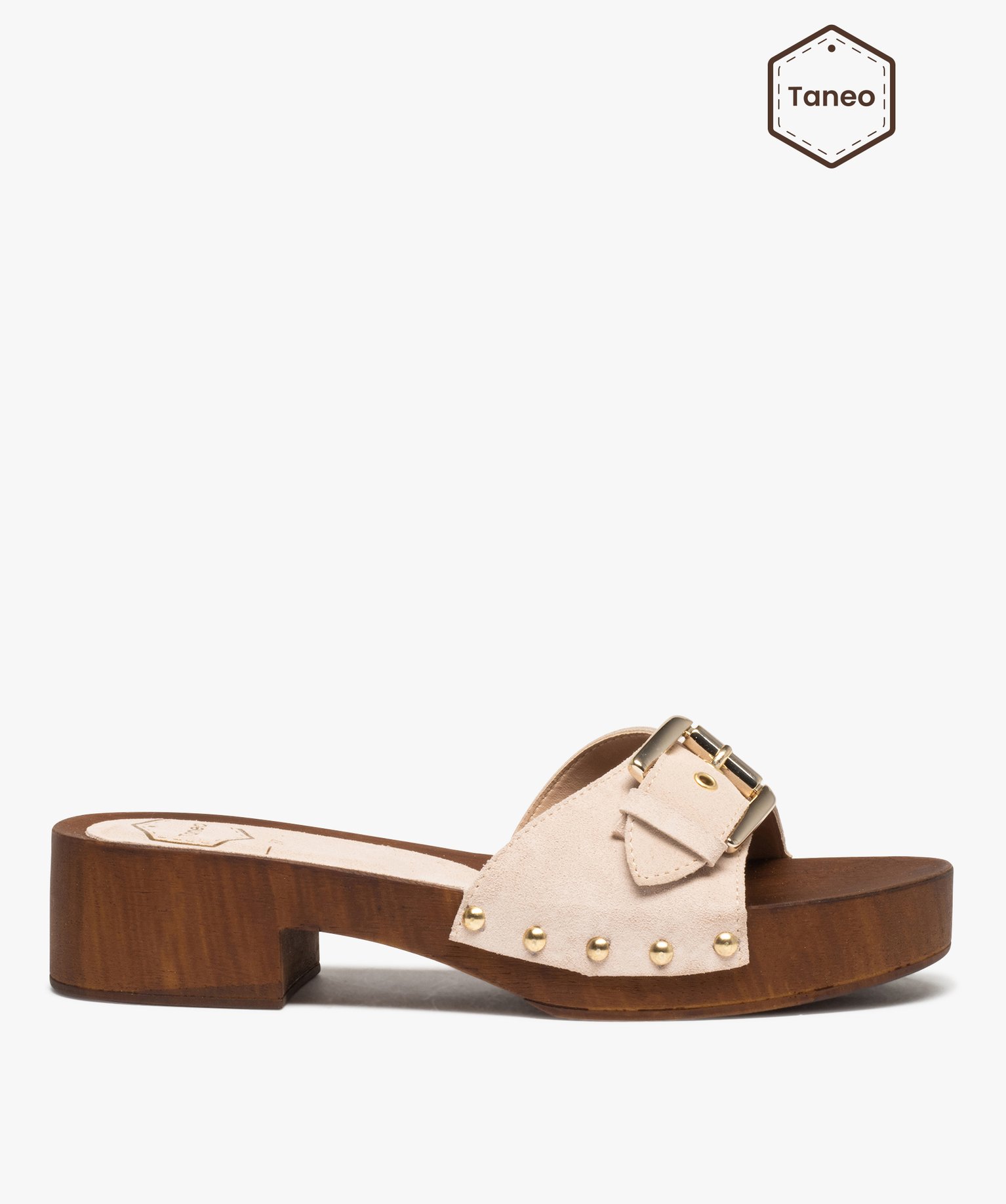 Mules femme à talon large et bride en cuir - Taneo beige | GEMO