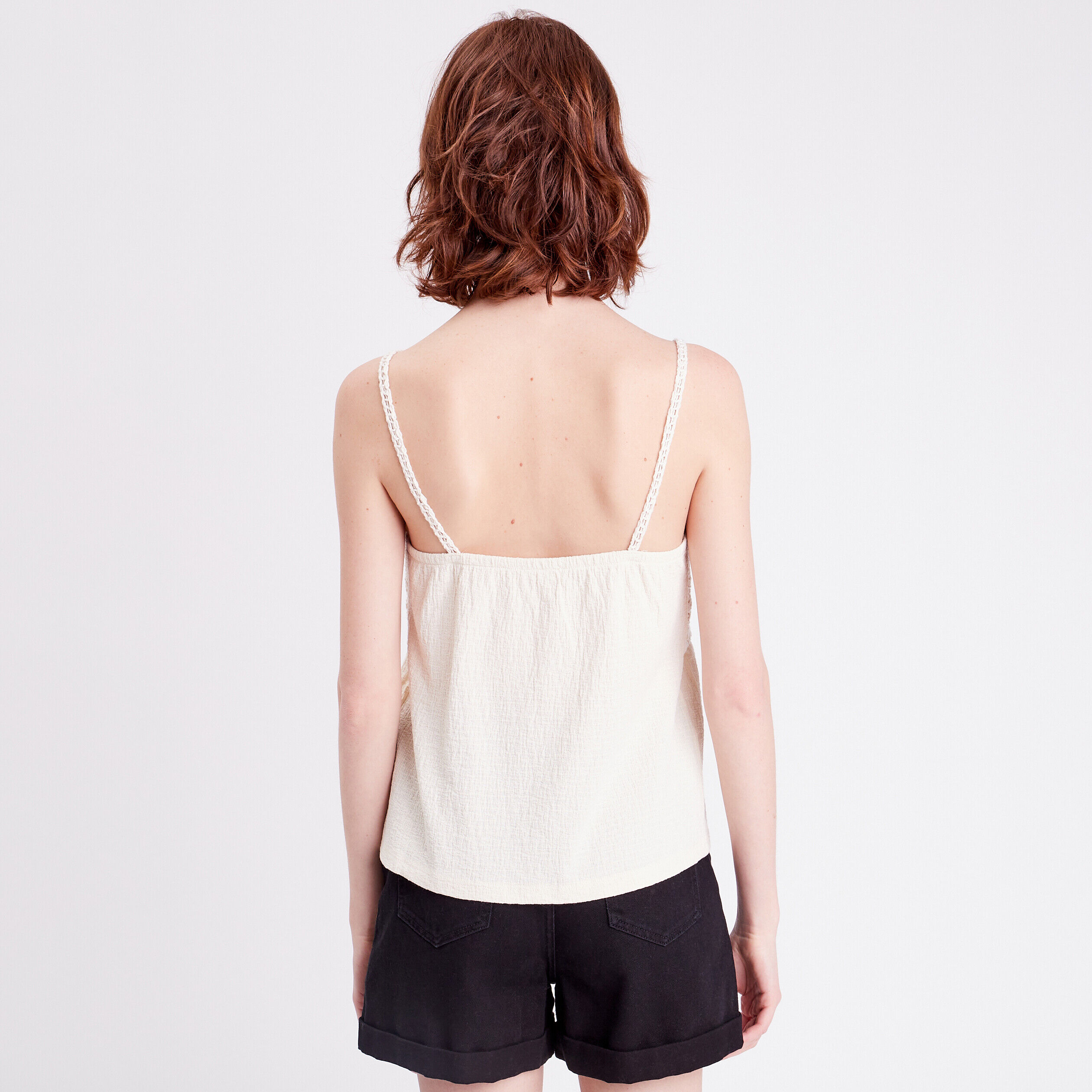 Débardeur col aspect crochet ecru femme | Cache Cache