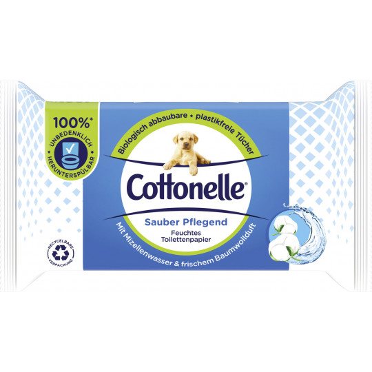 Cottonelle Feuchtes Toilettenpapier Sauber Pflegend mit Mizellenwasser und frischem Baumwollduft NF 42ST